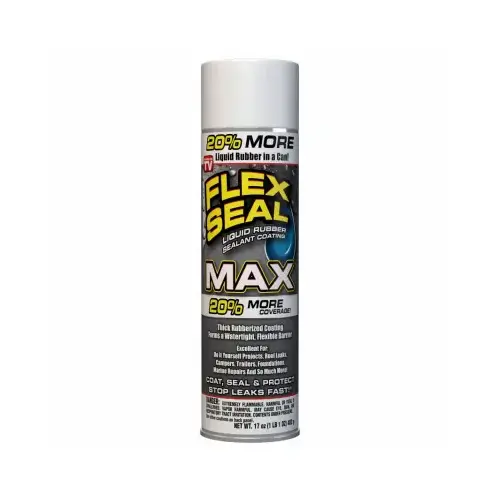 Flex Seal FSMAXWHT24 Liquid Rubber Coating, White, 17 oz, Can