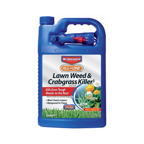 BioAdvanced 704130A Weed and Crabgrass Killer, Liquid, Black/Brown, 1 gal Bottle