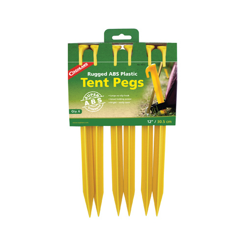 Coghlan's 9312 Tent Pegs Yellow 13.000" H X 6.875" W X 12" L Yellow