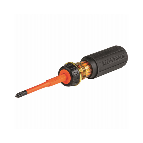 Flip-Blade Insulated Screwdriver 2 pc Phillips/Slotted 2-in-1 8.2" Black Pair