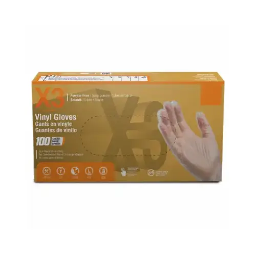 Disposable Gloves Vinyl Large Clear Powder Free Polymer Coated