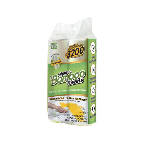 Mighty Bamboo MBT2PK12 Absorbent Towel As Seen On TV 20 sheet 1 ply White