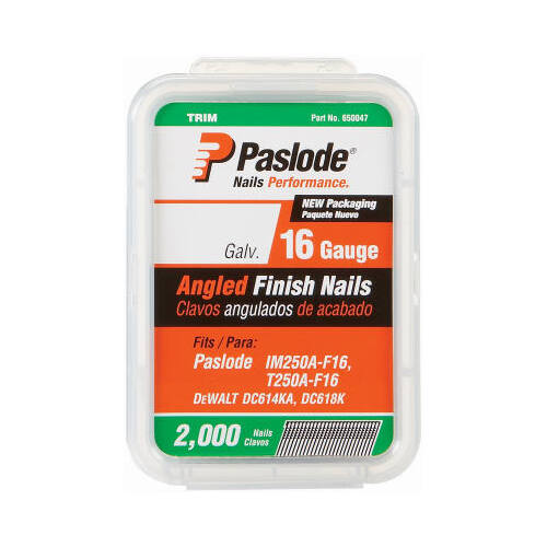 Paslode 650047 Trim Nail, 2 in L, 16 Gauge, Steel, Galvanized, Flat Head - pack of 2000