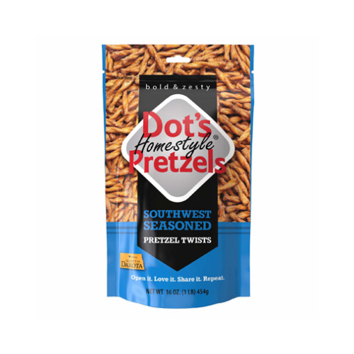 Dot's Homestyle Pretzels 5002 -DP 5002- DP Southwest Seasoned Pretzel Twists, Artificial Butter Flavor, 16 oz Bag