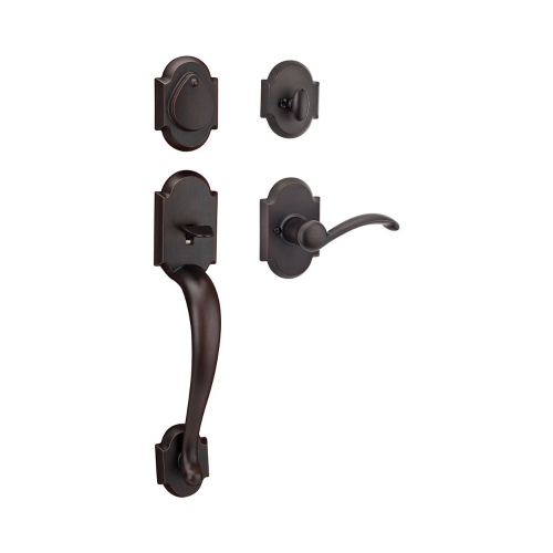 Handleset, 1 Grade, Venetian Bronze, 2-3/8 x 2-3/4 in Backset, KW1 Keyway, 1-3/4 in Thick Door