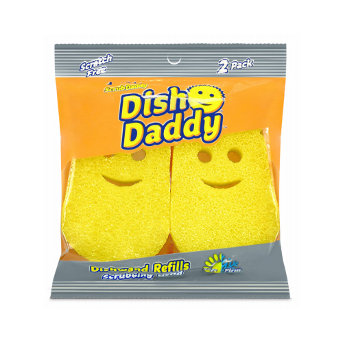 Dishwand Scrubber Refill Dish Daddy Non-Scratch For Multi-Purpose Yellow