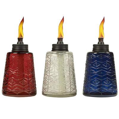 Tiki 1117060 Table Torch, Blue/Clear/Red, 5 hr Burn Time