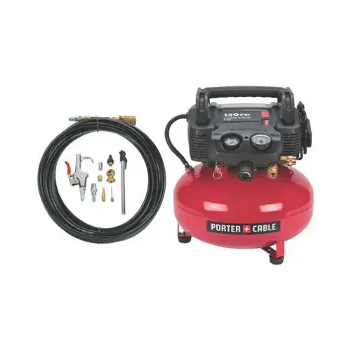 Pneumatic Air Compressor, 6 gal Tank, 0.8 hp, 120 V, 50 psi Pressure, 3.5 scfm Air