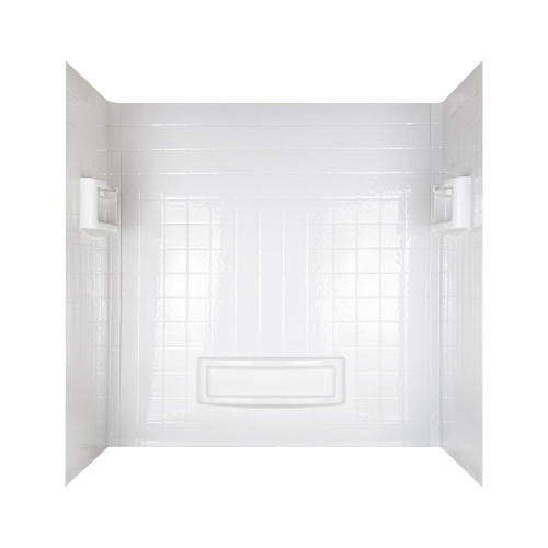 Distinction Series Bathtub Wall Set, 31-1/4 in L, 55-3/4 to 60 in W, 60 in H, Polycomposite, Tile Wall