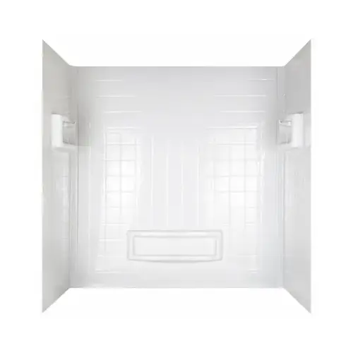 Peerless 39094-HD Distinction Series Bathtub Wall Set, 31-1/4 in L, 55-3/4 to 60 in W, 60 in H, Polycomposite, Tile Wall White