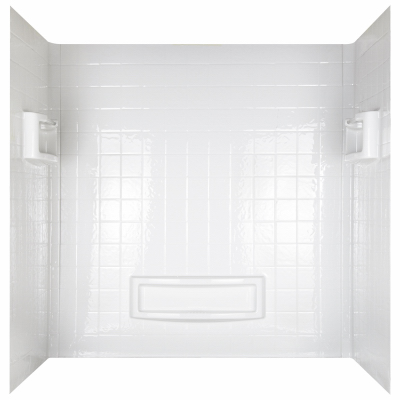 Peerless 39094-HD Distinction Series Bathtub Wall Set, 31-1/4 in L, 55-3/4 to 60 in W, 60 in H, Polycomposite, Tile Wall White