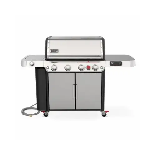 GENESIS SPX-435 Series Smart Gas Grill, 42,000 Btu, Natural Gas, 3-Burner, Enclosed Cabinet Storage Stainless Steel