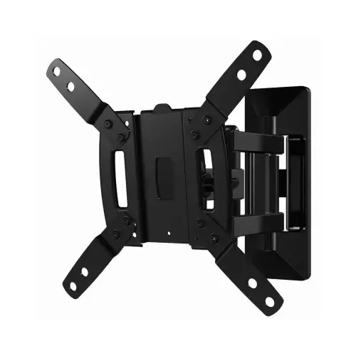 Full-Motion TV Mount, Plastic/Steel, Black, Wall Mounting