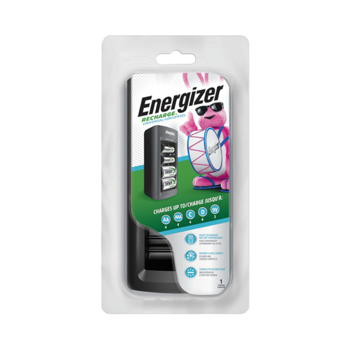 Energizer CHFC Recharge Universal Charger, 1.1 A Charge, 12 VDC Output, AA, AAA, C, D Battery, 4 -Battery