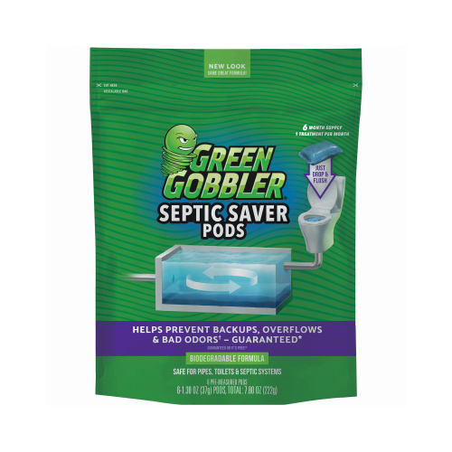 GREEN GOBBLER G0017A6 Septic Saver Enzyme Pac, Powder, Tan, 12.77 oz