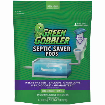 GREEN GOBBLER G0017A6 Septic Saver Enzyme Pac, Powder, Tan, 12.77 oz