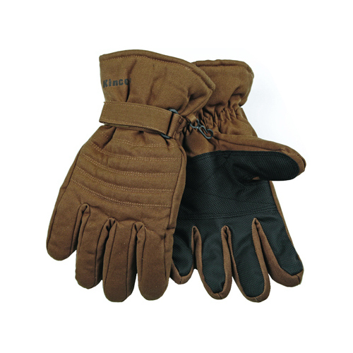 Kinco 1170-XL Ski Gloves, XL, Wing Thumb, Hook-and-Loop Cuff, Canvas, Brown