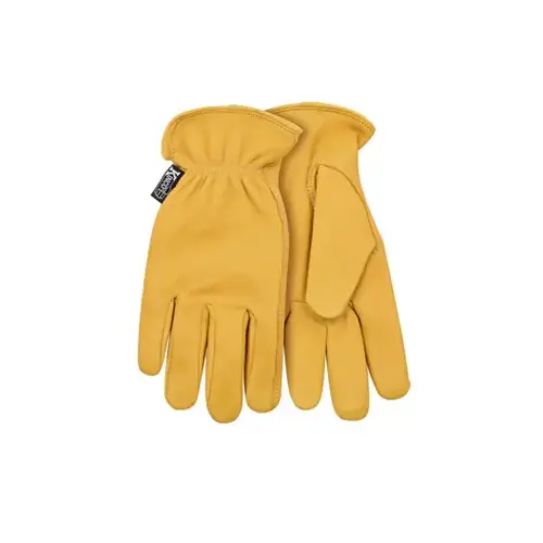 Driver Gloves, Women's, S, Keystone Thumb, Easy-On Cuff, Grain Deerskin Leather, Gold Pair