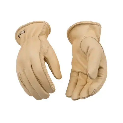 Driver's Gloves, Men's, XL, Keystone Thumb, Shirred Elastic Cuff, Cowhide Leather, Tan Pair