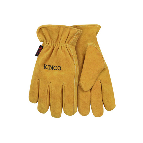 Driver Gloves, Men's, S, Keystone Thumb, Easy-On Cuff, Suede Cowhide Leather, Gold