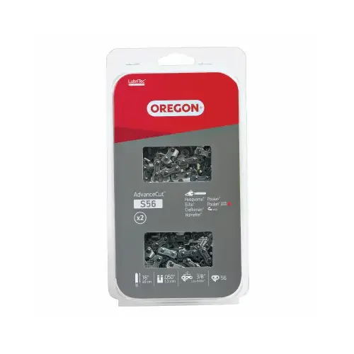 OREGON CUTTING SYSTEMS S56T Chainsaw Chain, 91VG, Low Profile Xtraguard Premium C-Loop, 16 In., 2-Pk.