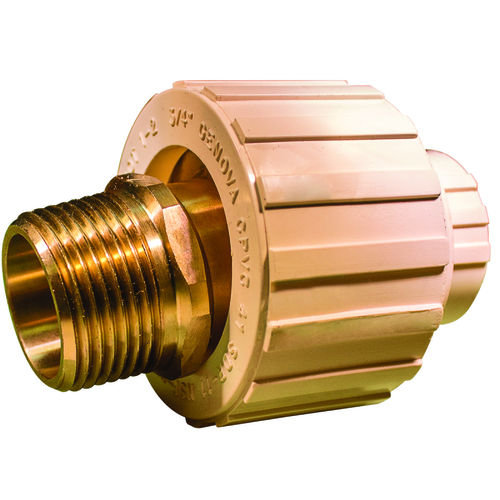 Transition Pipe Union, 3/4 in, Slip x MIP, Brass/CPVC