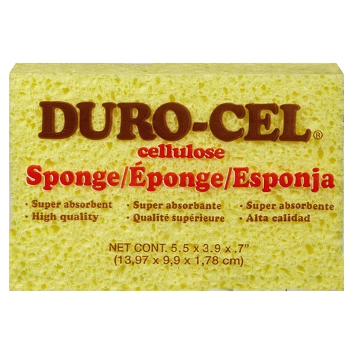 Duro-Cel 3040 0 Sponge, 6 in L, 4 in W, 3/4 in Thick, Cellulose, Yellow