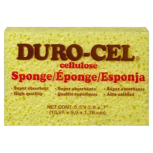 0 Sponge, 6 in L, 4 in W, 3/4 in Thick, Cellulose, Yellow