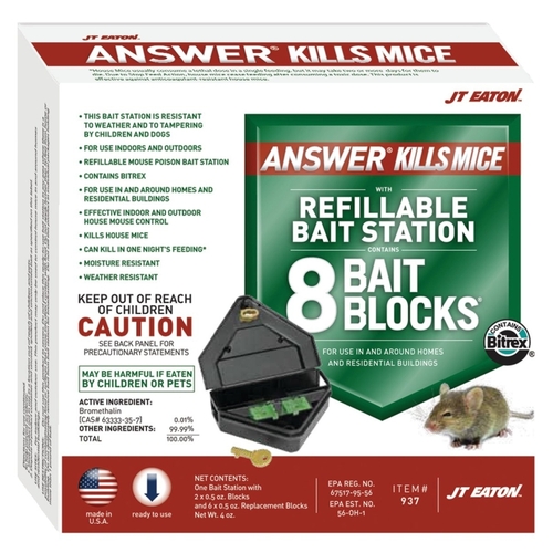 Answer Mouse Killer with Reusable Bait Station, 1 oz Bait, Green