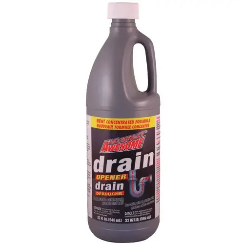 Drain Opener, Liquid, Clear, Light Lemon, 32 oz Bottle - pack of 12