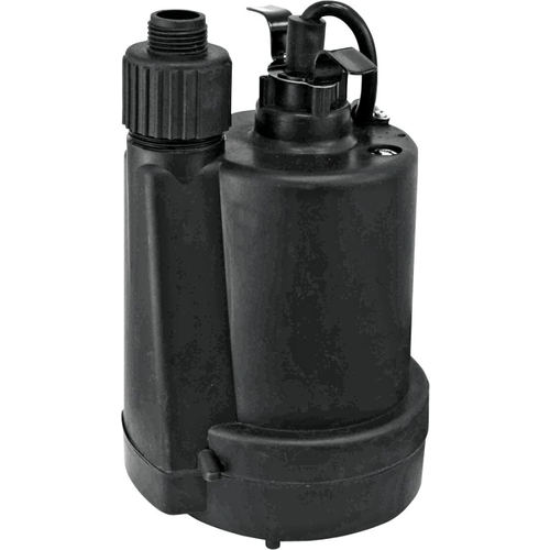 SUPERIOR PUMP 91250 Submersible Utility Pump, 3.8 A, 120 V, 0.25 hp, 1-1/4 in Outlet, 30 gpm, Thermoplastic Impeller