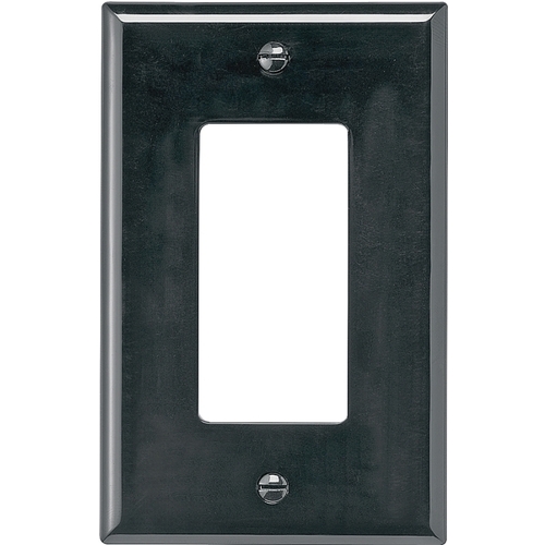 Wallplate, 4-7/8 in L, 3-1/8 in W, 1 -Gang, Polycarbonate, Black, High-Gloss
