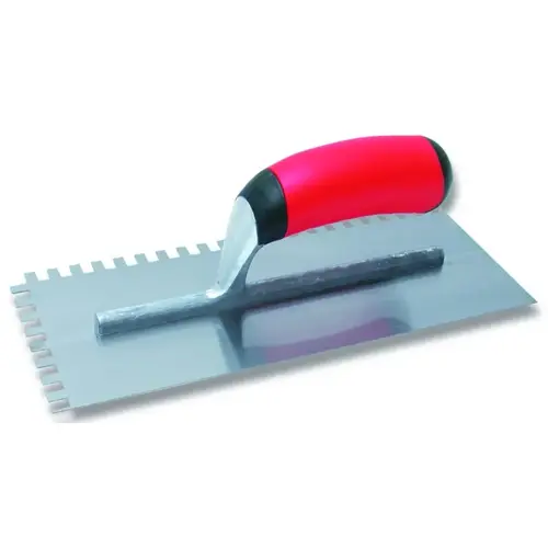 QLT 15672 Trowel, 11 in L, 4-1/2 in W, Square Notch, Soft Grip Handle