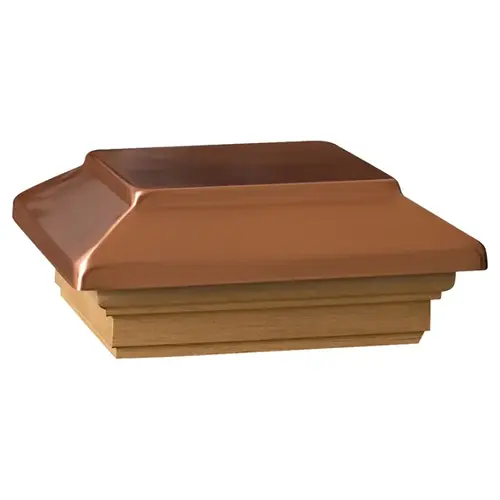 Deckorators 207003 6 In. x 6 In. Plastic Top, Cedar Base Press-On Post Cap Copper