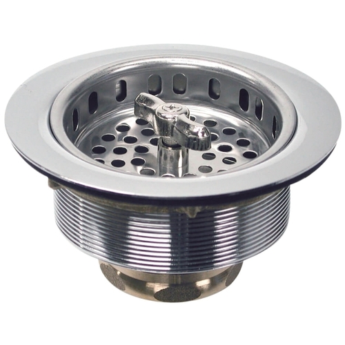 Danco 81077 Basket Strainer, 3-1/2 in Dia, Brass, Polished Stainless Steel, For: 3-1/2 in Drain Opening Sink