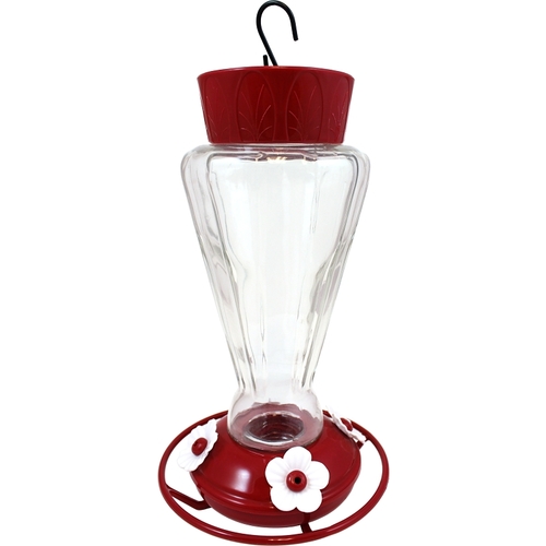 Stokes Select 38135 Royal Bird Feeder, 28 oz, 4-Port/Perch, Glass/Plastic, Red, 10-3/4 in H