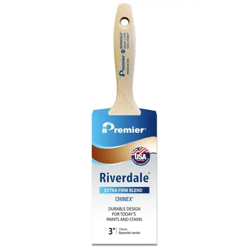 Riverdale Paint Brush, 3 in W, Beavertail Varnish Brush, 3-3/16 in L Bristle, Chinex Bristle