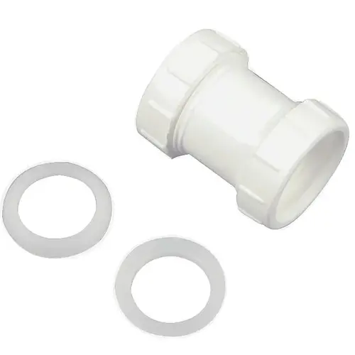 Coupling, 1-1/2 in, Slip Joint, Plastic, White