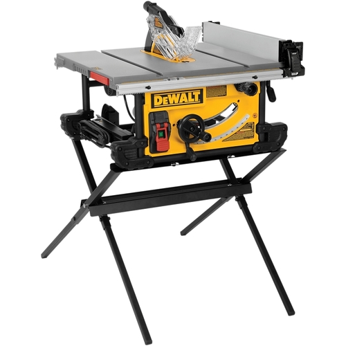 Table Saw with Scissor Stand, 120 VAC, 15 A, 10 in Dia Blade, 5/8 in Arbor, 4800 rpm Speed Yellow