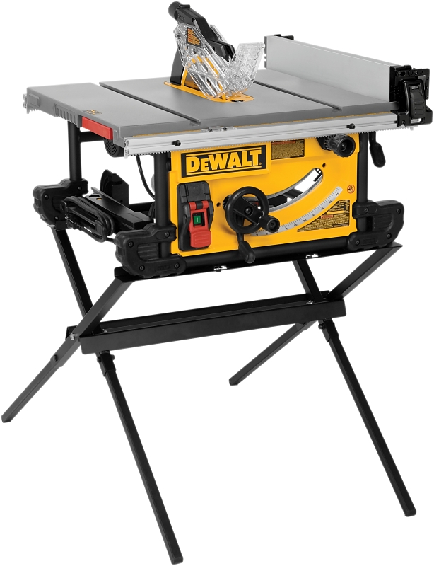 DEWALT DWE7491X Table Saw with Scissor Stand, 120 VAC, 15 A, 10 in Dia Blade, 5/8 in Arbor, 4800 rpm Speed Yellow