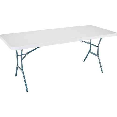 Fold-in-Half Table, Steel Frame, Polyethylene Tabletop, Gray/White