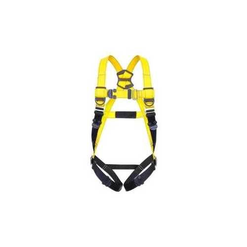 GUARDIAN FALL PROTECTION 37001 1 Series Full Body Harness, M/L, 130 to 420 lb, Polyester Webbing, Black/Yellow