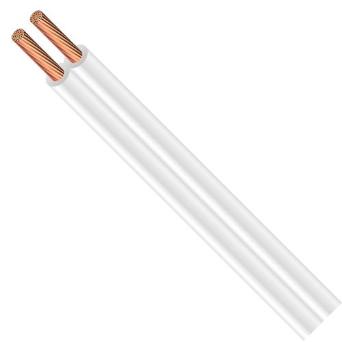 Lamp Cord, 18 AWG Wire, 2 -Conductor, 250 ft L, Copper Conductor, PVC Sheath, White Sheath