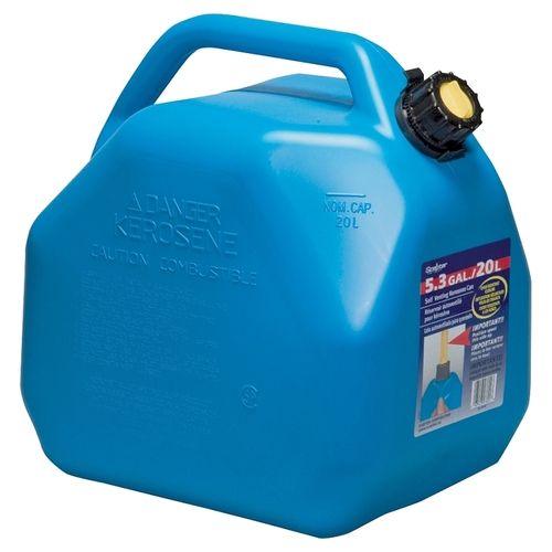 Gas Can, 5.3 gal Capacity, Polyethylene, Blue