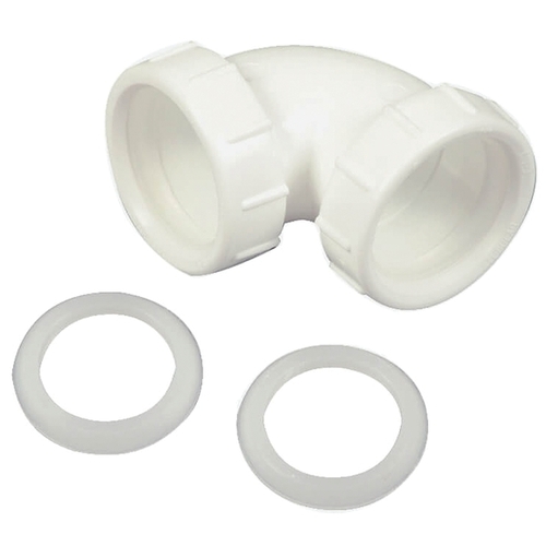 Elbow Tube, 1-1/2 in, Slip-Joint, PVC, White