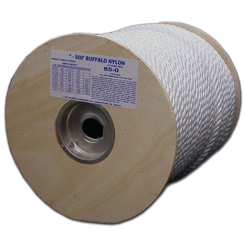 Rope, 3/4 in Dia, 120 ft L, 958 lb Working Load, Nylon, White