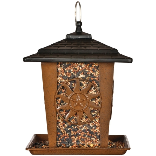 Perky-Pet 370 Seed Lantern Feeder, Sun, Star, 3 lb, Metal, Brown, 10.26 in H, Hanging/Pole Mounting