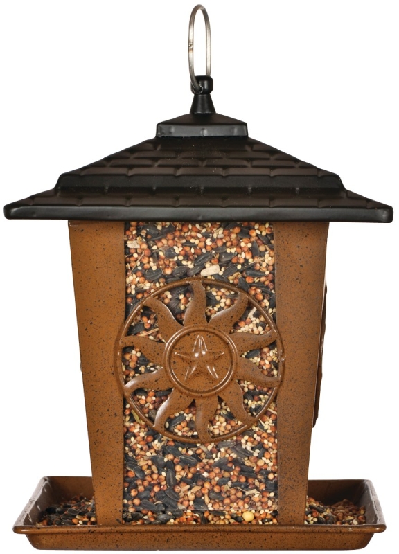 Perky-Pet 370 Seed Lantern Feeder, Sun, Star, 3 lb, Metal, Brown, 10.26 in H, Hanging/Pole Mounting