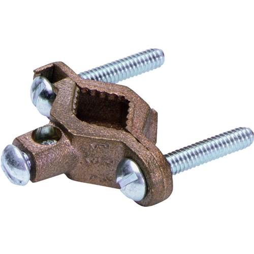 Pipe Clamp, Clamping Range: 1/4 to 1 in, #10 to 2 AWG Wire, Silicone Bronze