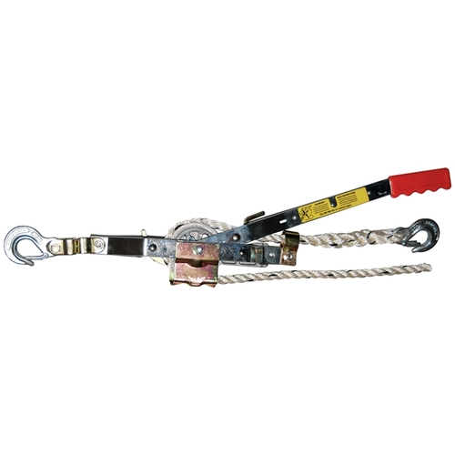 Rope Puller, 0.75 ton Lifting, 1500 lb Pull Force, 8 in Mini Between Hooks, 1/2 in Dia Rope/Cable
